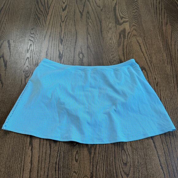 Lands End Womens Blue Striped Swim Skirt Attached Brief Suit Bottom Size 20W - Picture 2 of 9